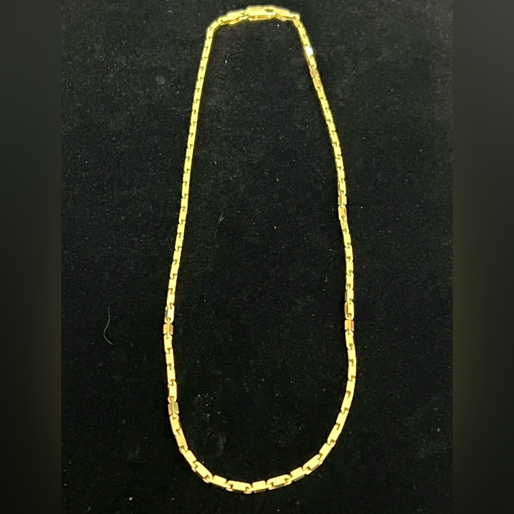 Bar Chain Necklace 925 Sterling With 1/20 10KT Gold Overlay -Unisex Unique
